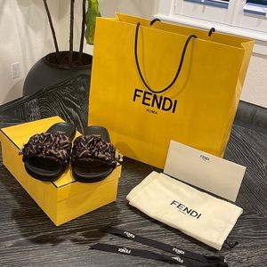 Fendi Logo Slide Sandals